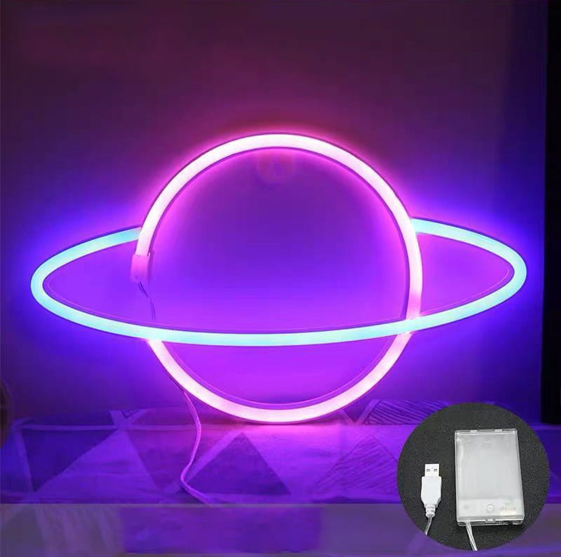 prezent na dzień mężczyzn - neony ledowe na ścianę - napis neon Planeta