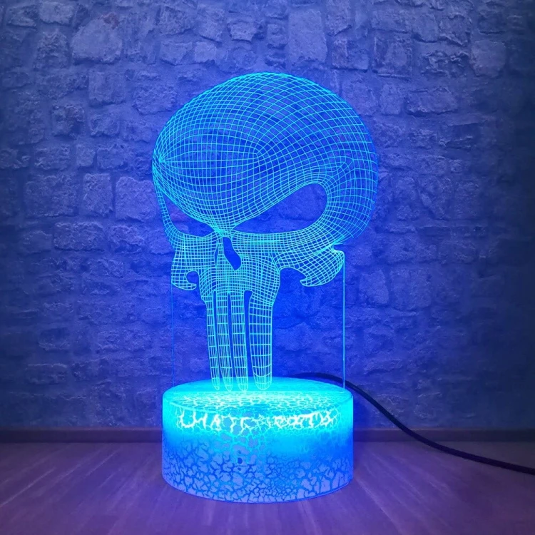Lampka 3D nocna led usb Czaszka Punisher