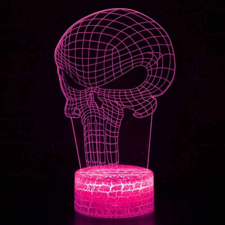 Lampka 3D nocna led usb Czaszka Punisher