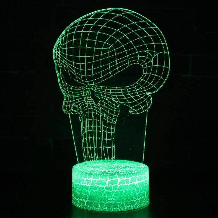 Lampka 3D nocna led usb Czaszka Punisher
