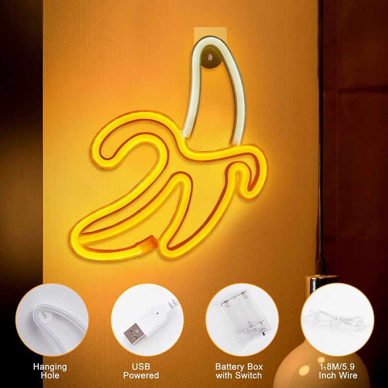 Gotowy Neon led USB na ścianę znak Banan