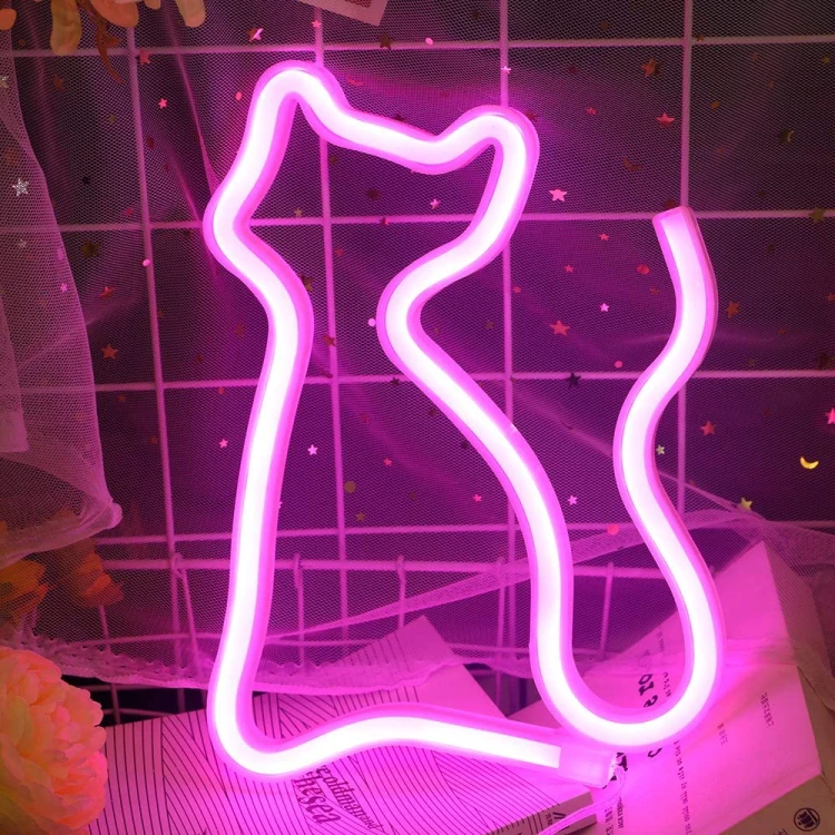 Gotowy Neon led USB na ścianę znak Cat Kot