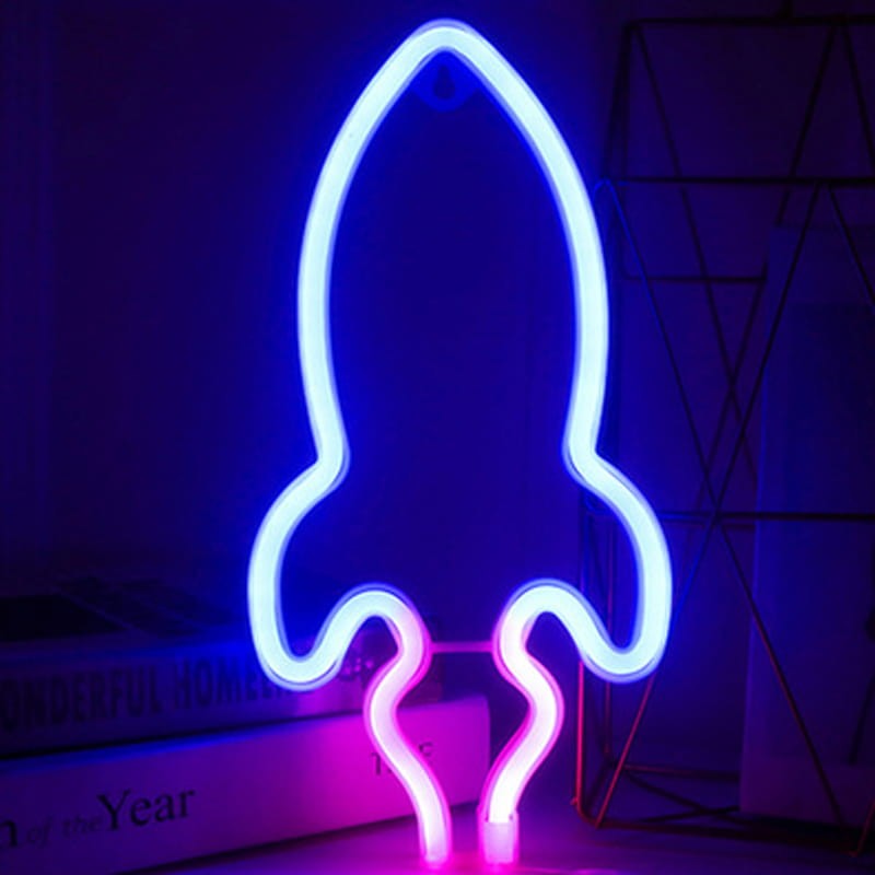 Gotowy Neon led USB na ścianę znak rakieta