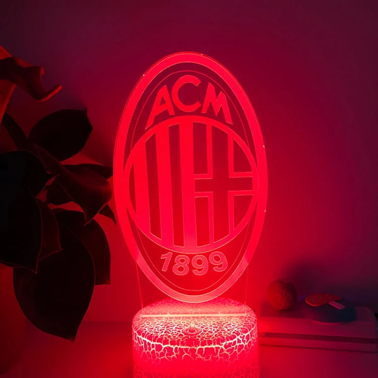 Piłkarska lampka 3D AC Milan – oryginalny prezent dla miłośnika Serie A.