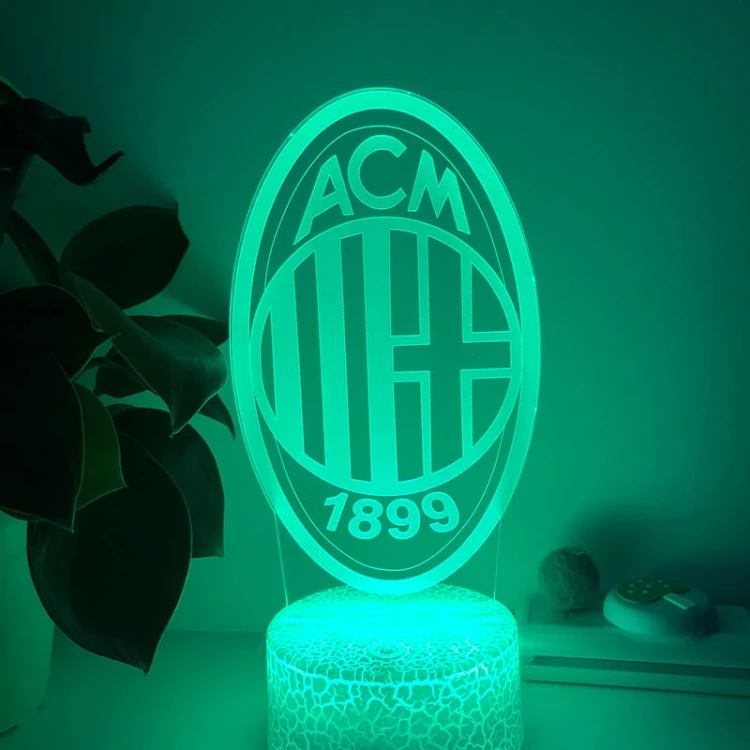 Lampka 3D LED USB AC Milan – nowoczesna nocna lampa dla wiernych fanów klubu z Mediolanu.