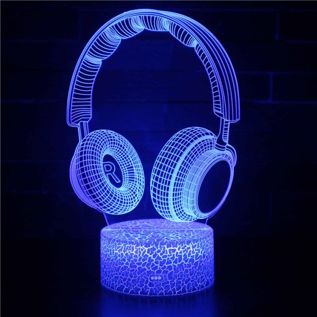 Lampka 3D nocna led usb na prezent Słuchawki