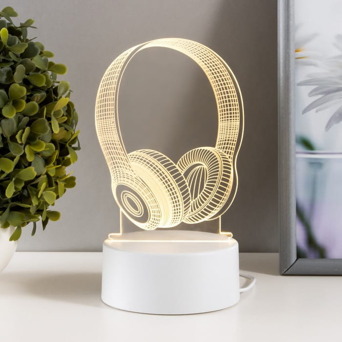 Lampka 3D nocna led usb na prezent Słuchawki