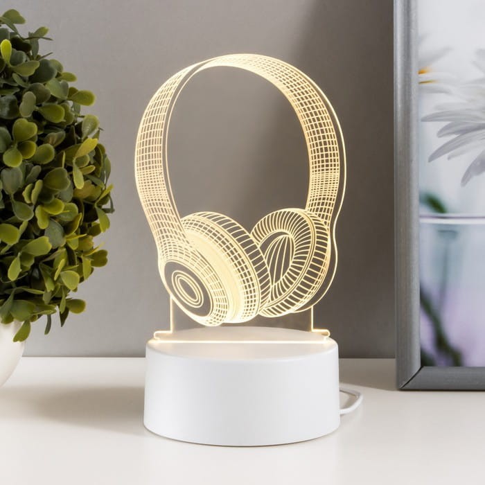 Lampka 3D nocna led usb na prezent Słuchawki