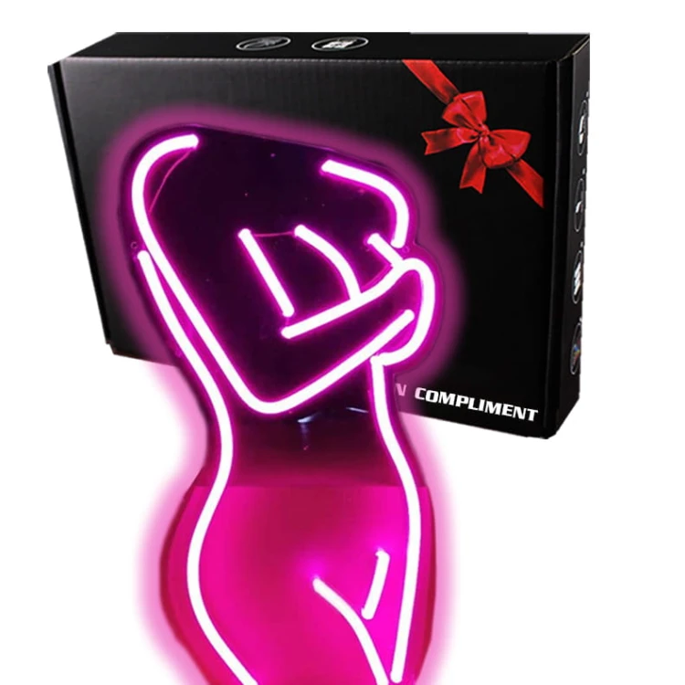 Gotowy Neon led USB duży na ścianę kobieta postać
