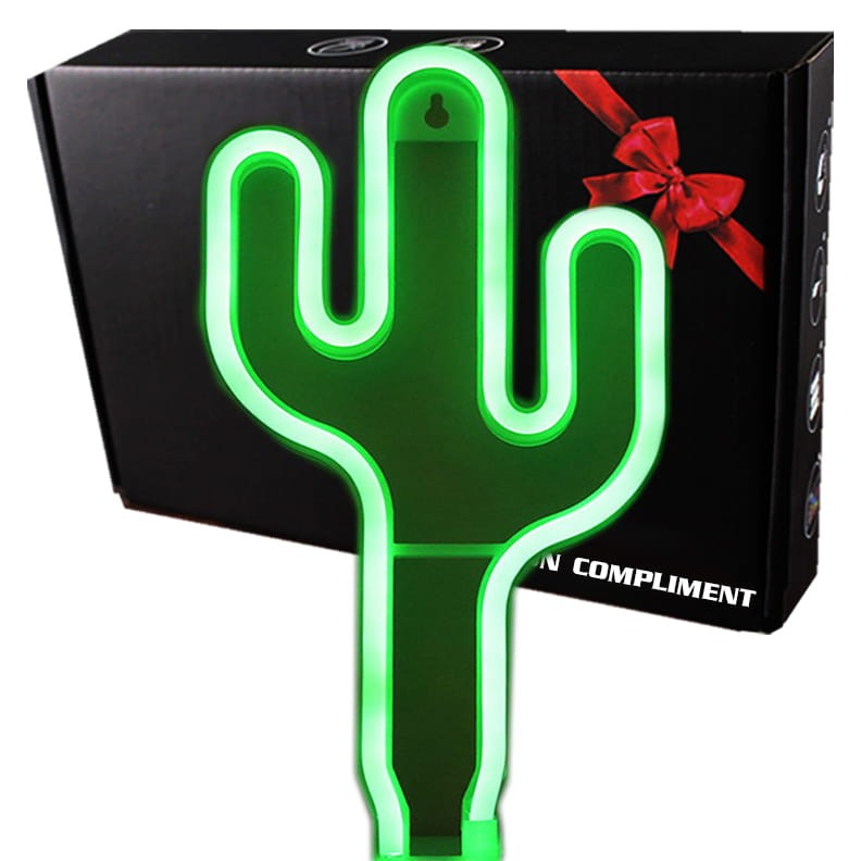 Gotowy Neon led Baterie/USB  na ścianę znak Kaktus