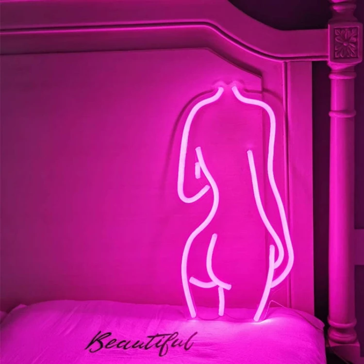 Gotowy Neon led USB duży na ścianę kobieta postać