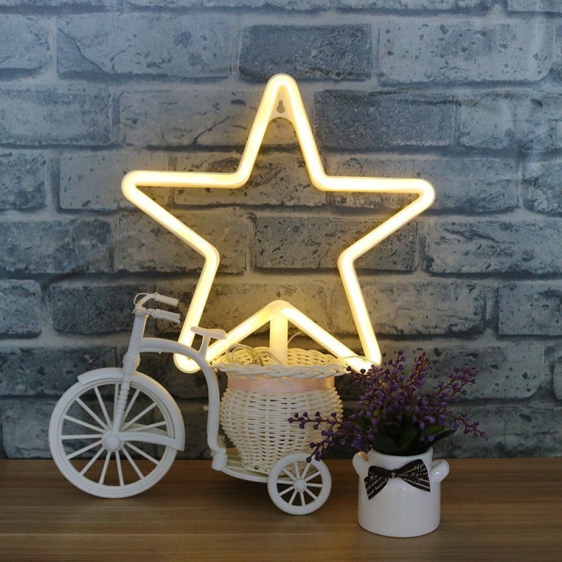 Gotowe neony na ścianę do pokoju gwiazda