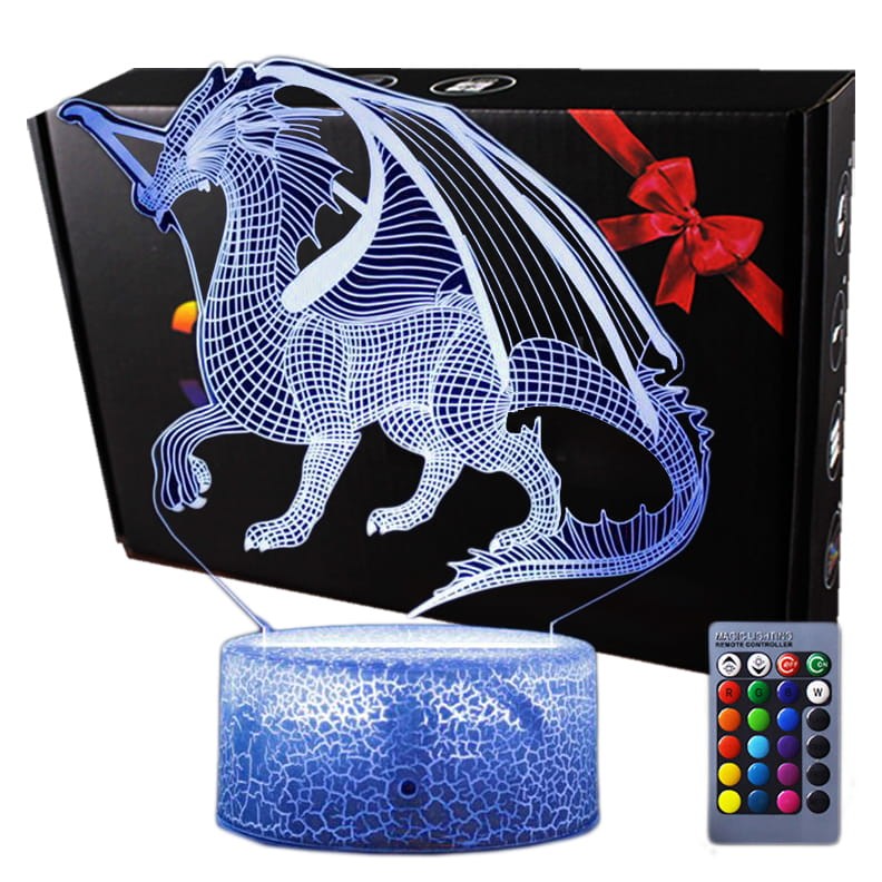 Lampka 3D nocna led + usb na prezent DRAGON SMOK