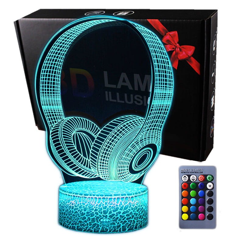 Lampka 3D nocna led usb na prezent Słuchawki