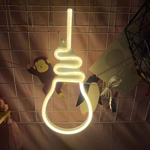 Neon LED USB/baterie lampka na ścianę Napis do pokoju znak neonowy Biała żarówka