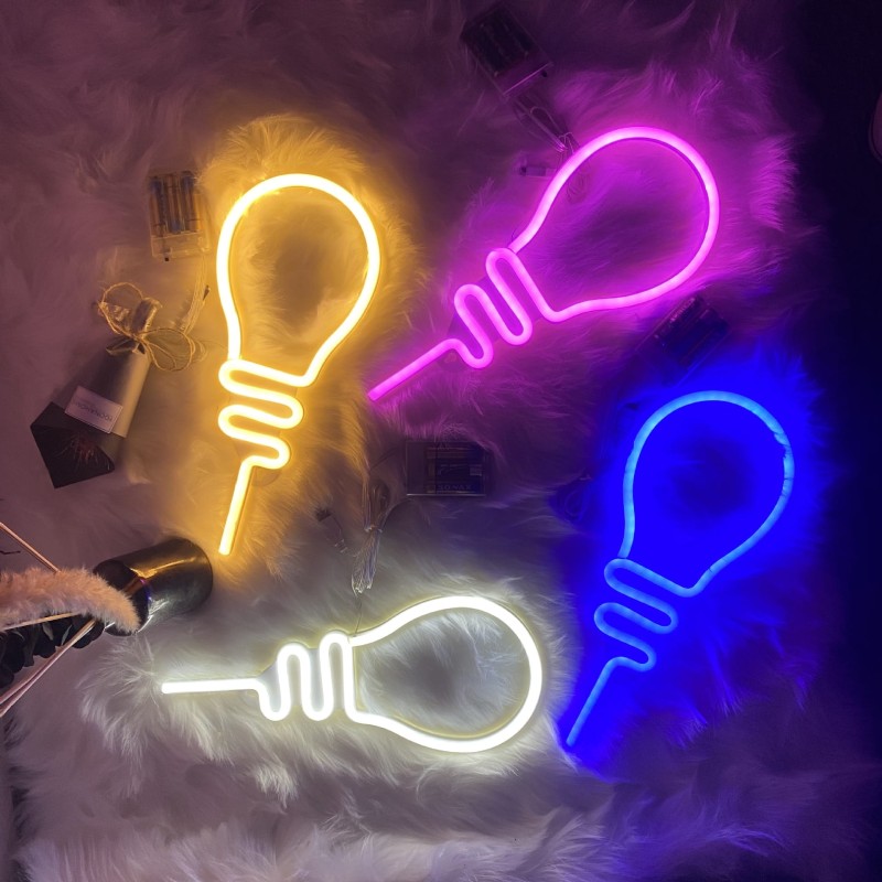 Neon LED USB/baterie lampka na ścianę Napis do pokoju znak neonowy Biała żarówka