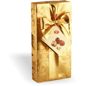Belgijskie praliny z nadzieniem Gold Box w białej mlecznej i ciemnej czekoladzie