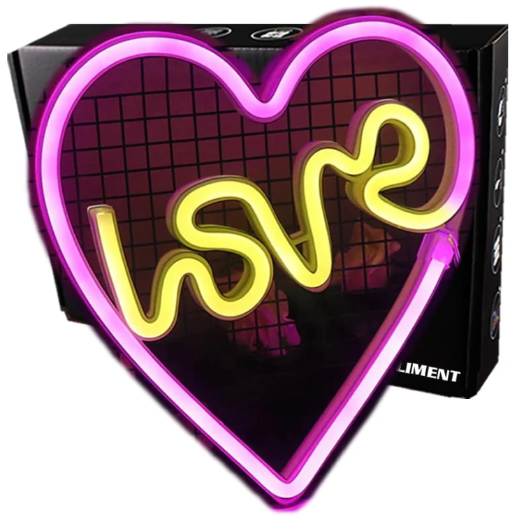 Neon led na ścianę znak serce love napis neonowy