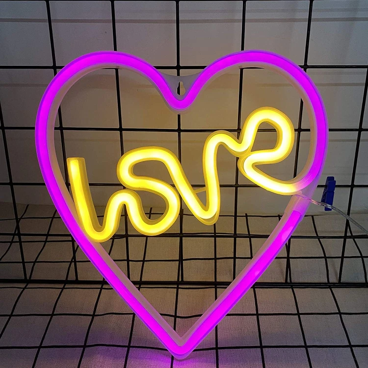 Neon led na ścianę znak serce love napis neonowy