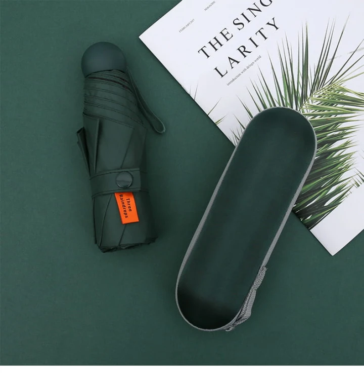 Zielona parasolka mini w kapsułce – składana UV50+, z etui i oryginalnym opakowaniem. Idealna do torebki lub na prezent.