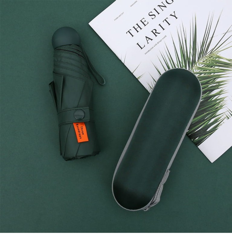 Zielona parasolka mini w kapsułce – składana UV50+, z etui i oryginalnym opakowaniem. Idealna do torebki lub na prezent.