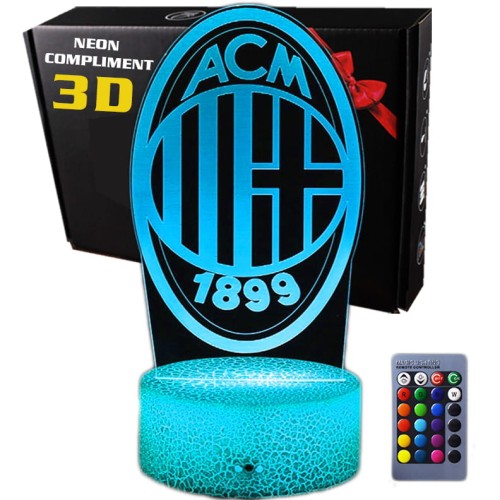 Lampka 3D AC Milan – nocna lampa LED USB, idealna na prezent dla fana Rossonerich.