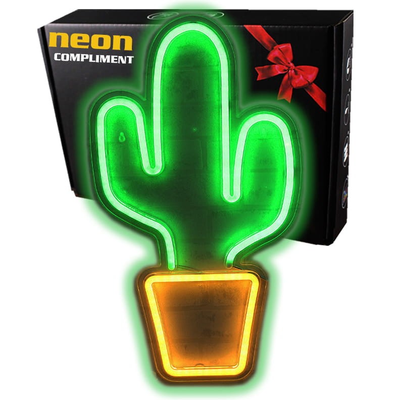 Duży Gotowy Neon led USB na ścianę Kaktus