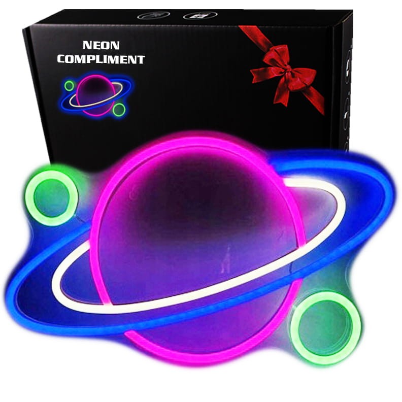 Duży Gotowy Neon led USB duży na ścianę Planeta