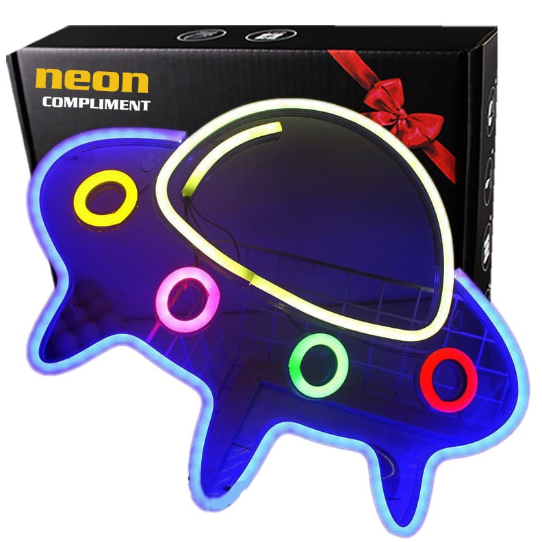 Duży Gotowy Neon led USB duży na ścianę Latający Spodek UFO