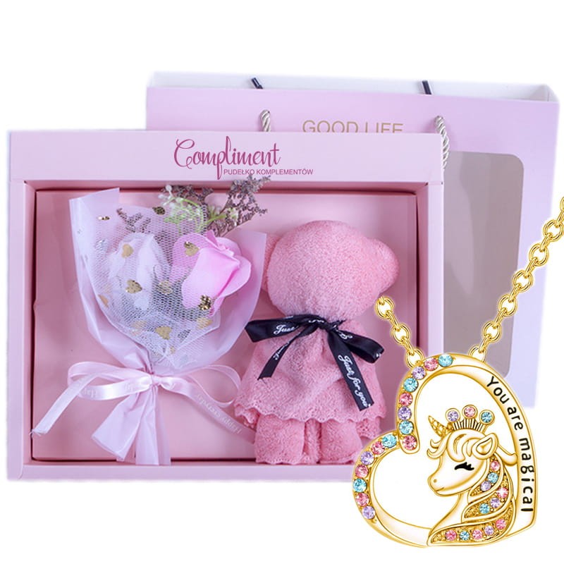 Holenderski bukiet Różе Miś Naszyjnik