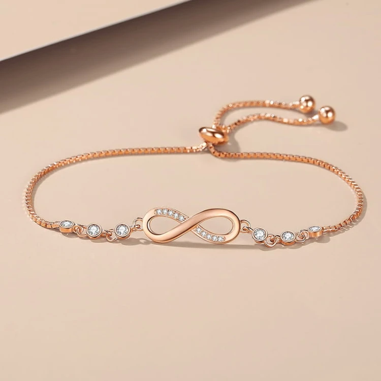 Bransoletka z sterlingowego srebra (Silver Plated) w kształcie znakа nieskończoności z cyrkonią