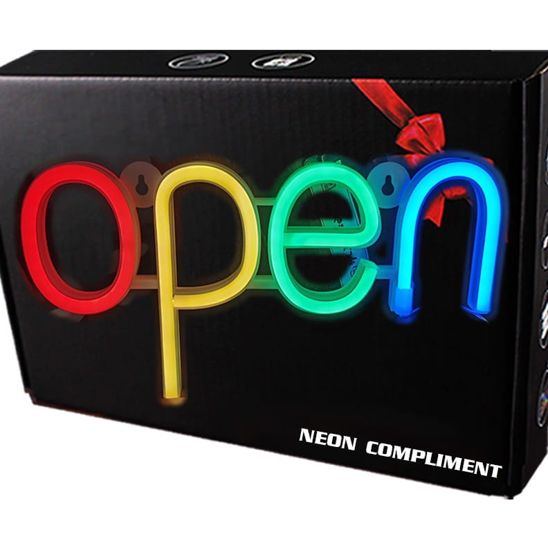 Neon LED USB/baterie lampka na ścianę Napis do pokoju znak neonowy OPEN