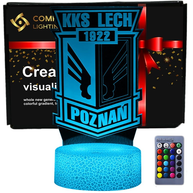 Lampka 3D LED USB z motywem KKS Lech Poznań.