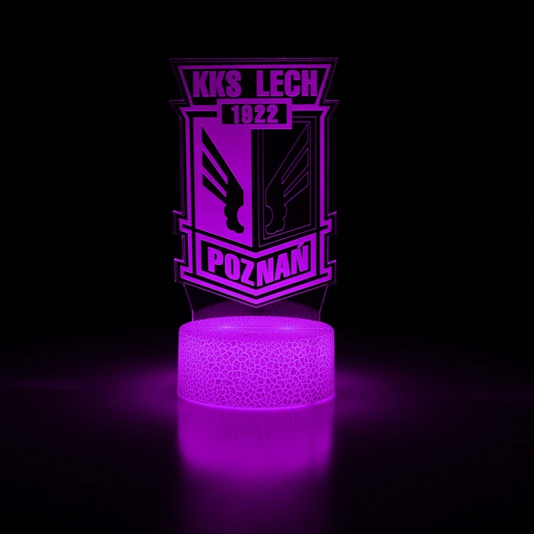 Podświetlana lampka 3D Lech Poznań z akrylu PMMA.