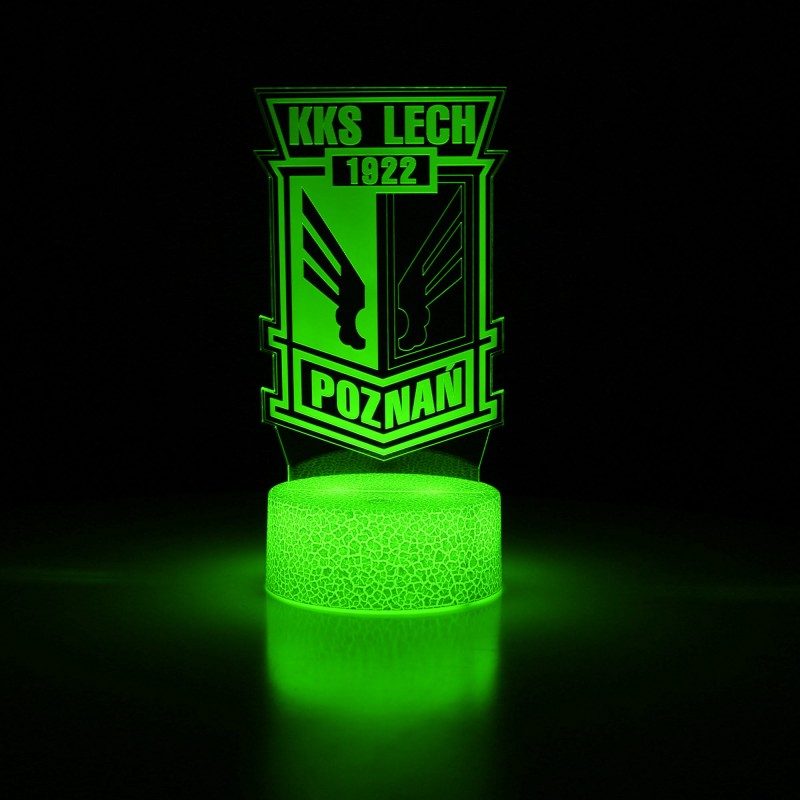 Sportowa lampka LED 3D USB z herbem Lecha Poznań.