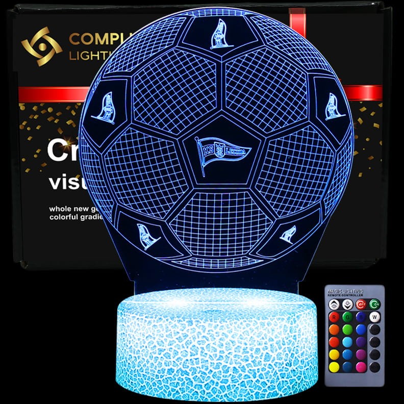 Piłkarska lampka nocna 3D Lechia Gdańsk – piłka z podświetleniem LED USB dla kibica ligi polskiej.