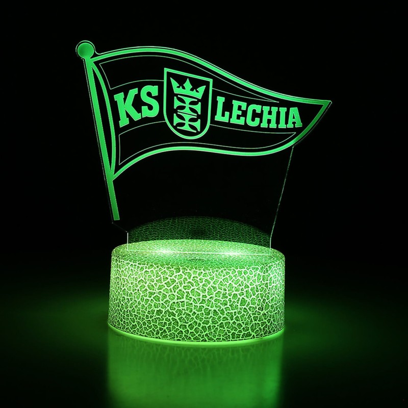 Lampka nocna 3D LED Lechia Gdańsk – efektowna dekoracja dla kibiców biało-zielonych.