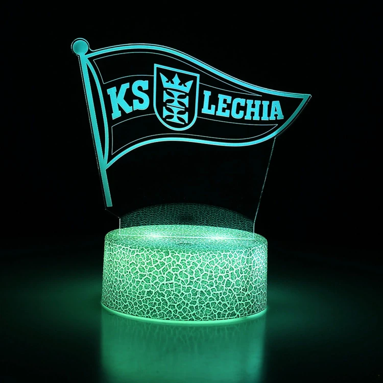 Lampka 3D LED z herbem KS Lechia – nowoczesne oświetlenie i piłkarski klimat w jednym.
