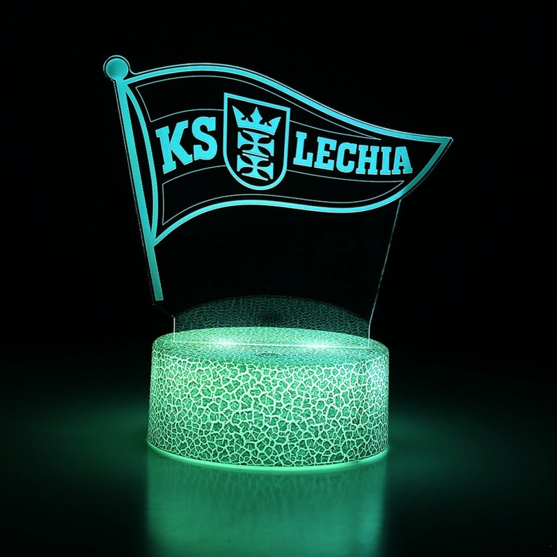 Lampka 3D LED z herbem KS Lechia – nowoczesne oświetlenie i piłkarski klimat w jednym.