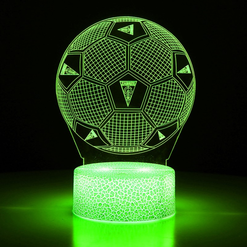 Piłkarska lampka 3D LED z motywem Górnik Zabrze II – idealna ozdoba pokoju kibica.