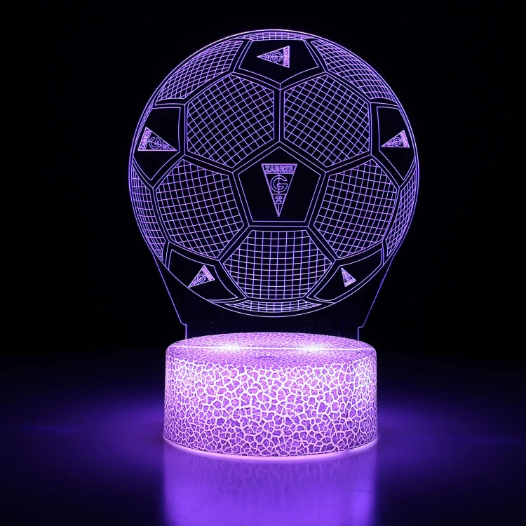 LED-owa lampka 3D z motywem piłkarskim Górnik Zabrze II – idealna do pokoju młodzieżowego.