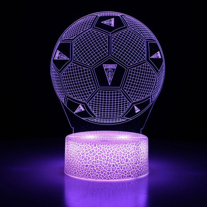 LED-owa lampka 3D z motywem piłkarskim Górnik Zabrze II – idealna do pokoju młodzieżowego.