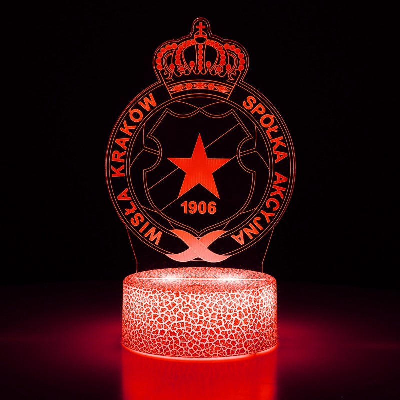 Nocna lampka 3D LED Wisła Kraków – świetny prezent dla miłośnika krakowskiego klubu.