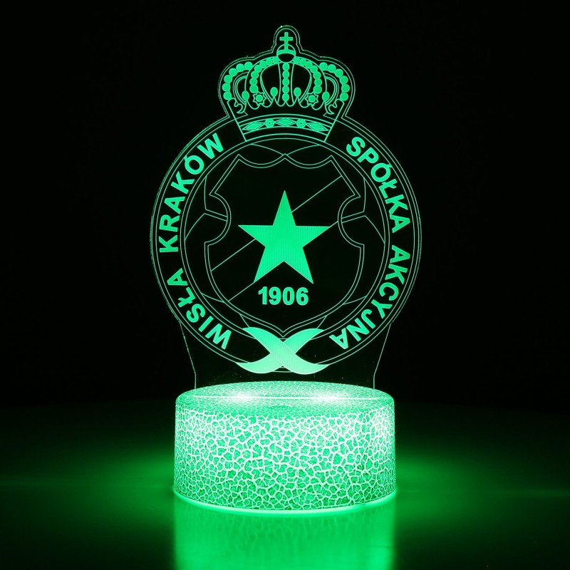 Lampka 3D nocna Wisła Kraków – kompaktowa lampa LED USB dla kibiców Białej Gwiazdy.