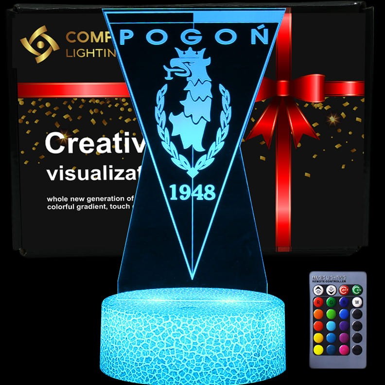 Lampka nocna Personal 3D Lamp Pogoń – efektowna lampa LED dla fanów granatowo–bordowych.