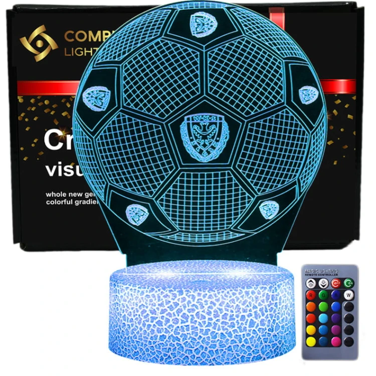 Lampka 3D KS Śląsk Wrocław – nocna lampa LED USB dla kibica piłki nożnej.