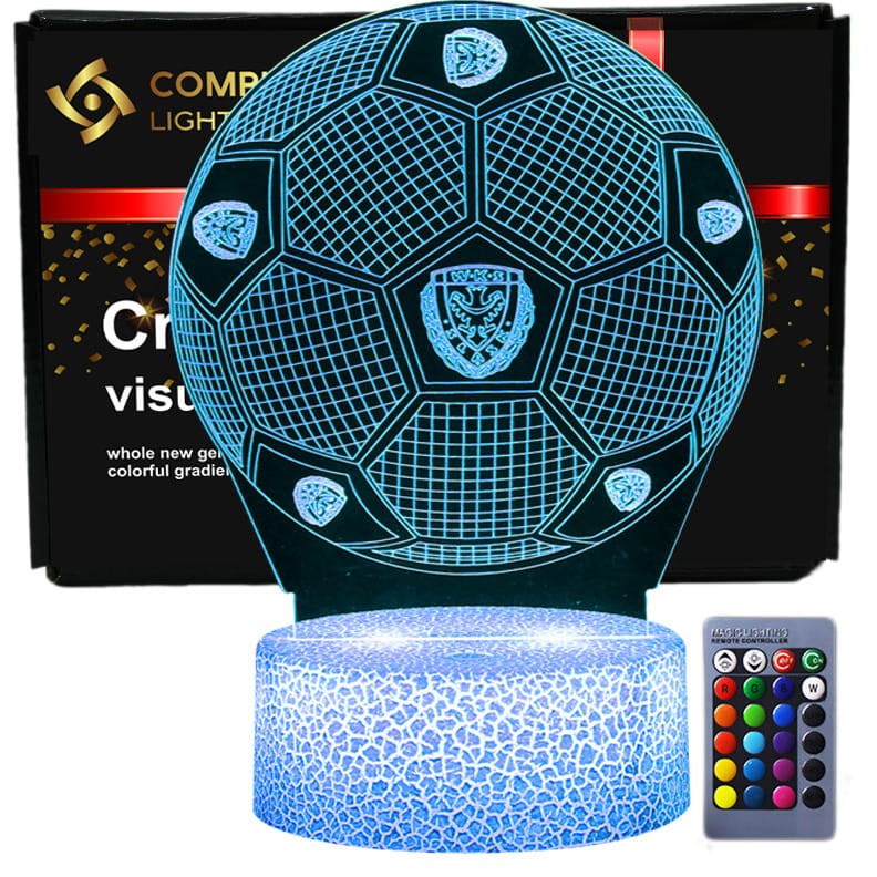 Lampka 3D KS Śląsk Wrocław – nocna lampa LED USB dla kibica piłki nożnej.