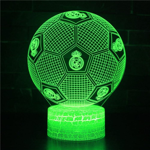 Personal 3D Lamp LED FC Real Madryt – elegancka lampka 3D piłkarska z pilotem i efektem świetlnym.