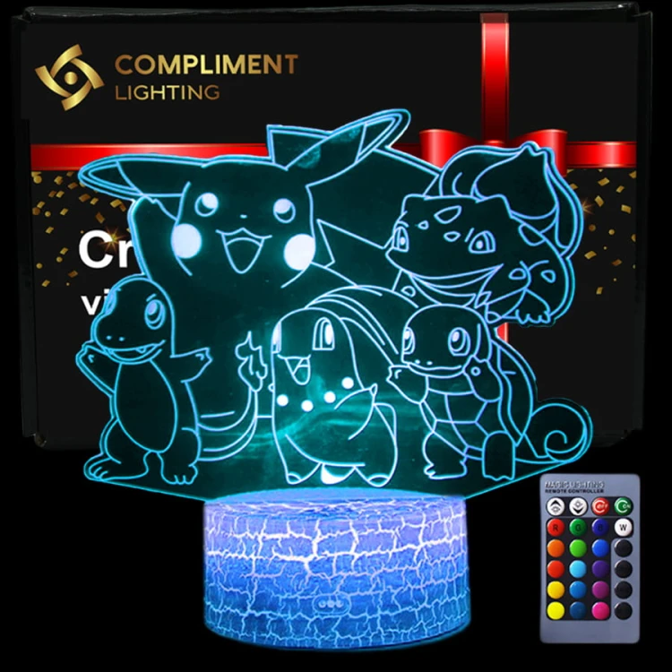 Lampka Nocna 3D lampa do wizualizacji 3D Pokemon Group Pikachu 2.jpg