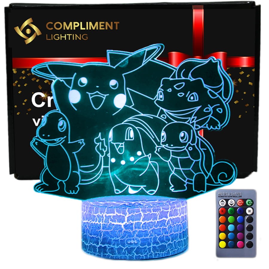 Lampka Nocna 3D lampa do wizualizacji 3D Pokemon Group Pikachu.jpg